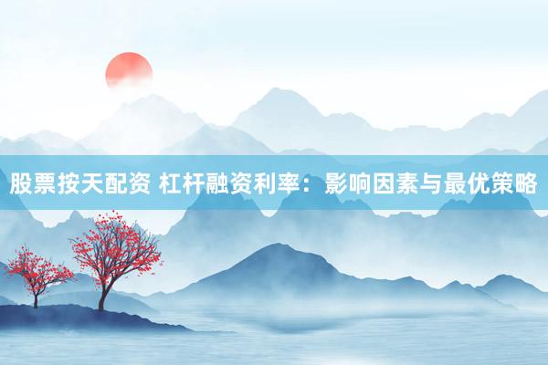 股票按天配资 杠杆融资利率：影响因素与最优策略