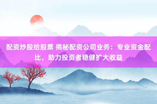 配资炒股给股票 揭秘配资公司业务：专业资金配比，助力投资者稳健扩大收益