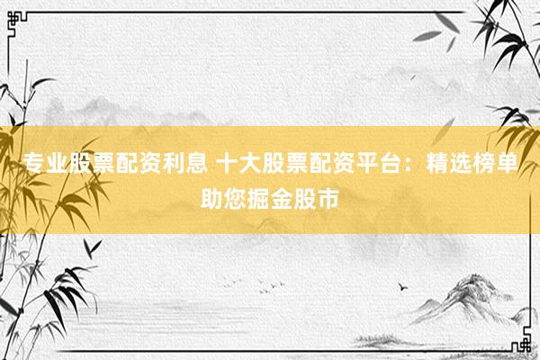 专业股票配资利息 十大股票配资平台：精选榜单助您掘金股市