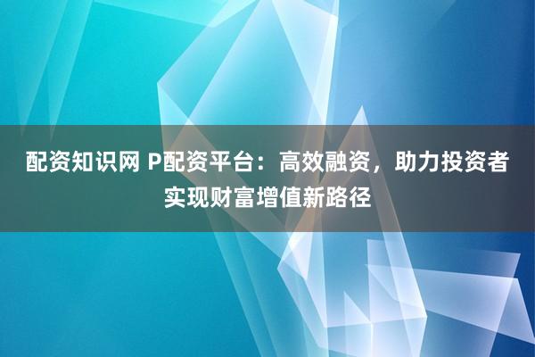 配资知识网 P配资平台：高效融资，助力投资者实现财富增值新路径