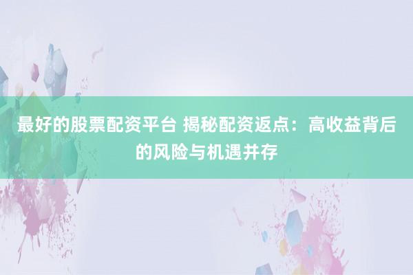 最好的股票配资平台 揭秘配资返点：高收益背后的风险与机遇并存