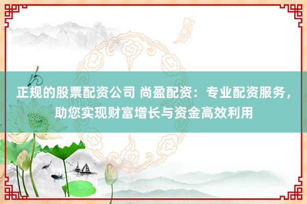 正规的股票配资公司 尚盈配资：专业配资服务，助您实现财富增长与资金高效利用