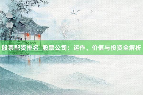 股票配资排名  股票公司：运作、价值与投资全解析