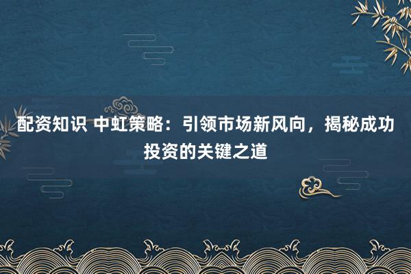 配资知识 中虹策略：引领市场新风向，揭秘成功投资的关键之道