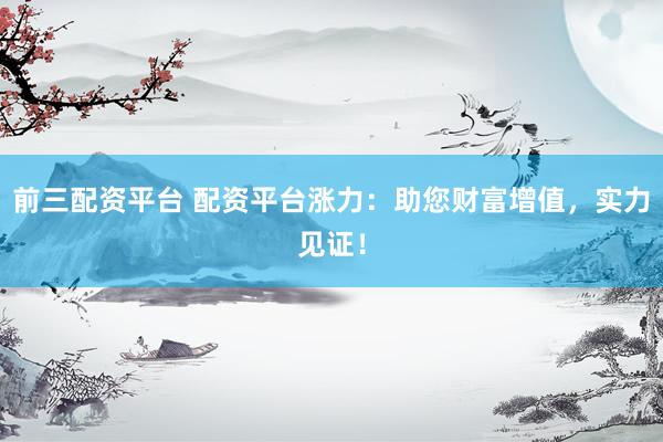 前三配资平台 配资平台涨力：助您财富增值，实力见证！